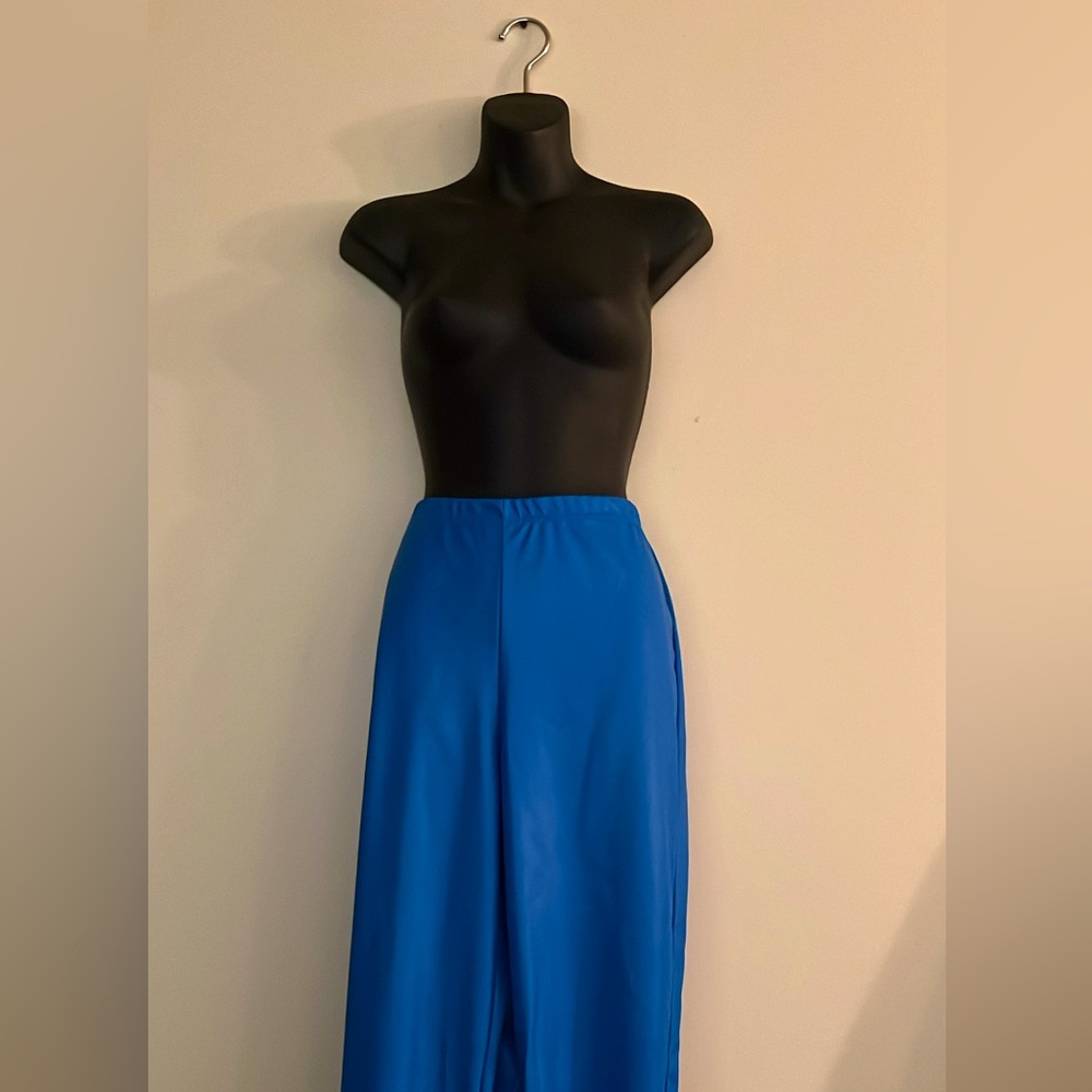 Shape Blue PU Split Hem Pants